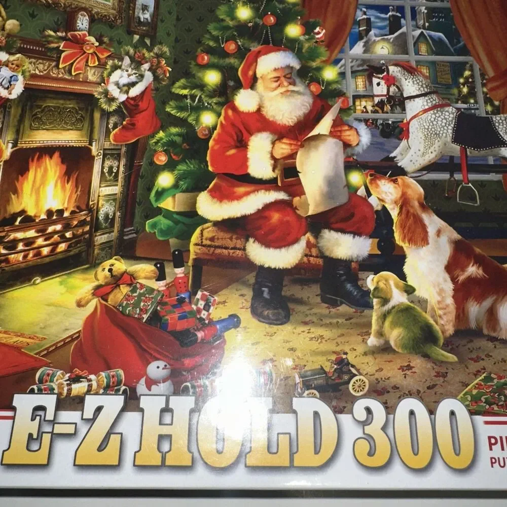 Santa's List White Mountain Puzzles 300 Piece Jigsaw Puzzle Complete 18x24